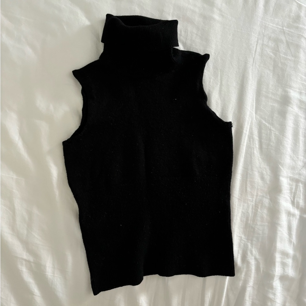Black Sleeveless Turtleneck Sweater
